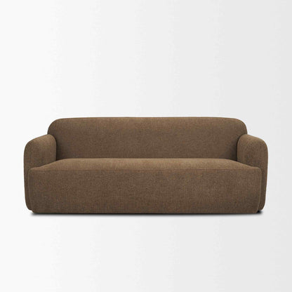 Saga Textured Brown Plush Fabric Three Seater Sofa