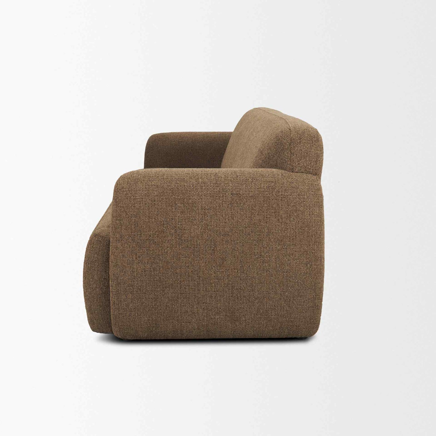 Saga Textured Brown Plush Fabric Three Seater Sofa