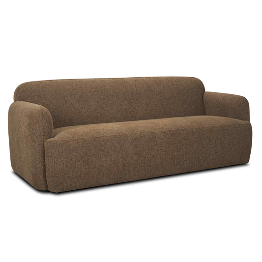 Saga Textured Brown Plush Fabric Three Seater Sofa