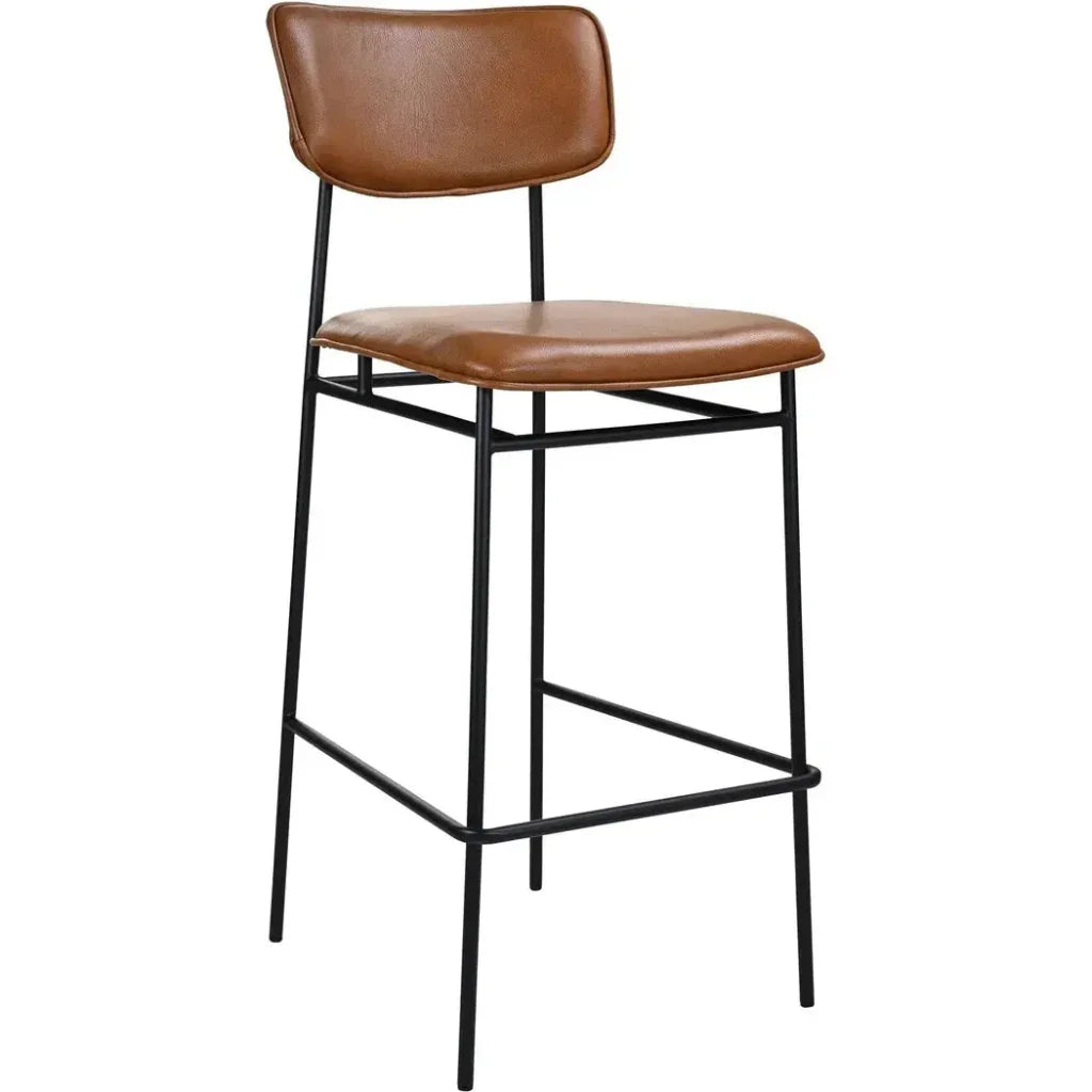 Sailor Brown Top Grain Tan Leather Barstool - LOOMLAN - Moe's Home - Bar Stools