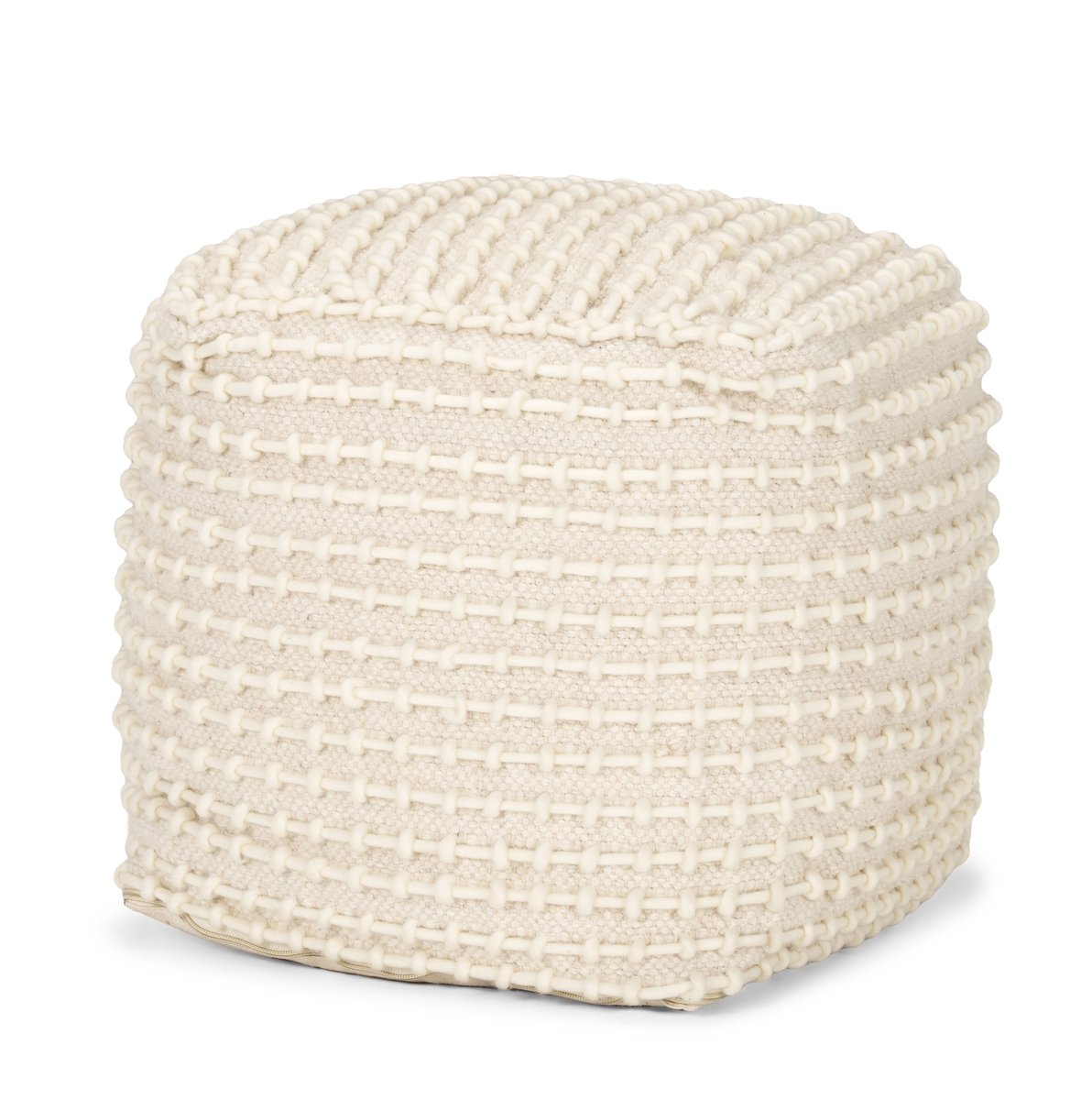 Mercana Sakaye Cream Stitched Patterned Pouf