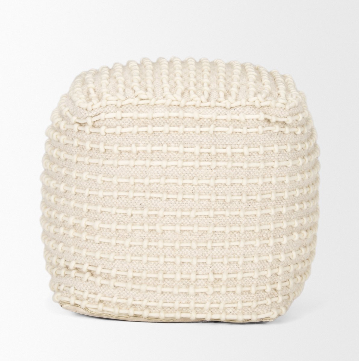 Mercana Sakaye Cream Stitched Patterned Pouf