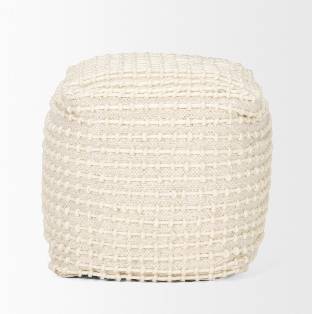 Mercana Sakaye Cream Stitched Patterned Pouf