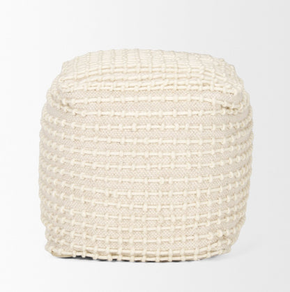 Mercana Sakaye Cream Stitched Patterned Pouf