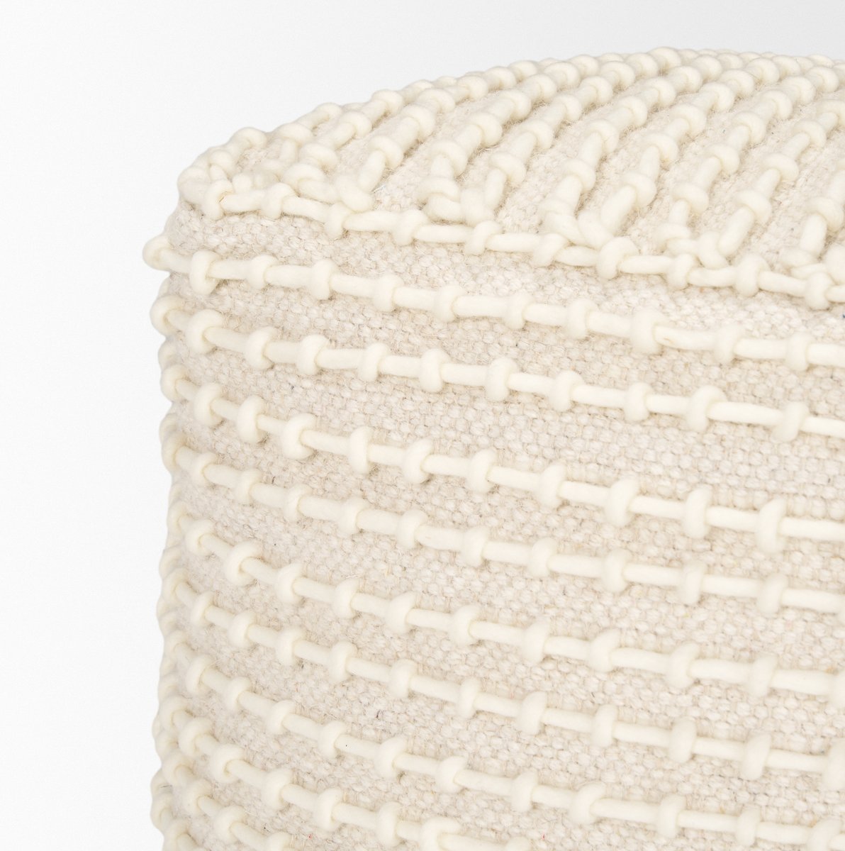 Mercana Sakaye Cream Stitched Patterned Pouf