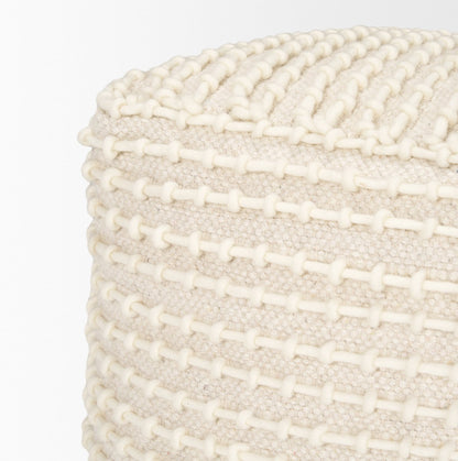 Mercana Sakaye Cream Stitched Patterned Pouf