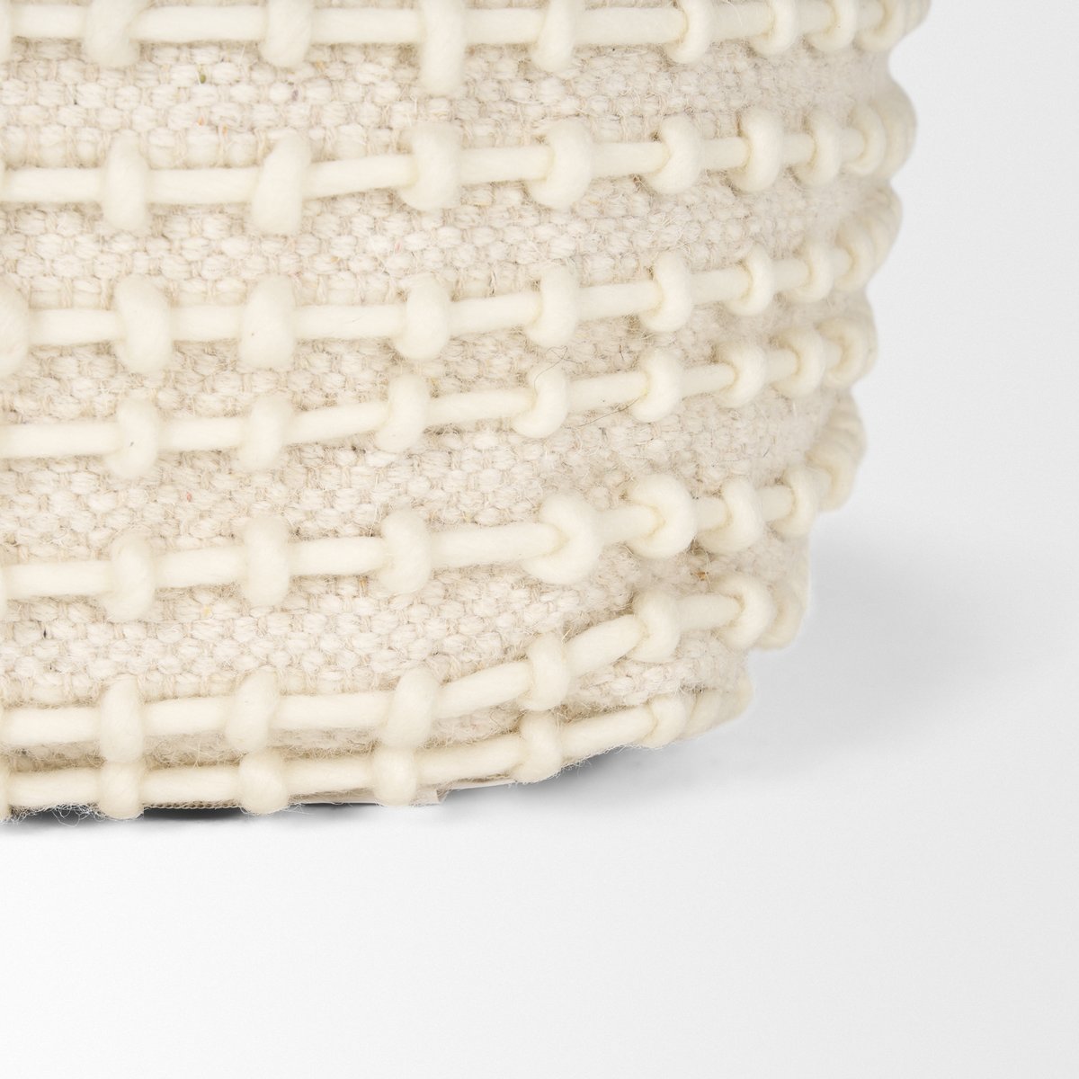 Mercana Sakaye Cream Stitched Patterned Pouf