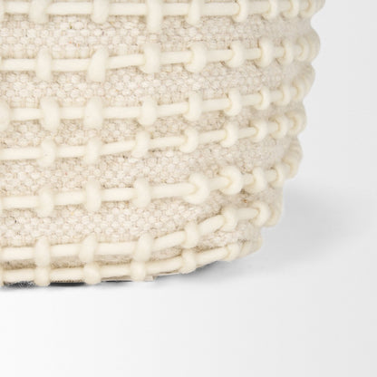 Mercana Sakaye Cream Stitched Patterned Pouf