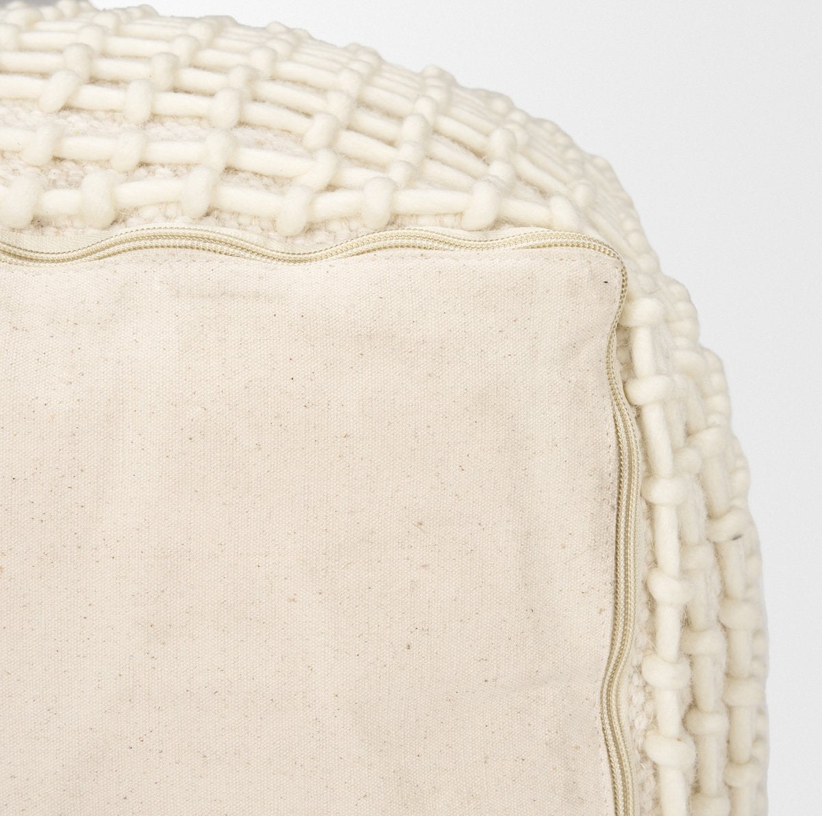 Mercana Sakaye Cream Stitched Patterned Pouf