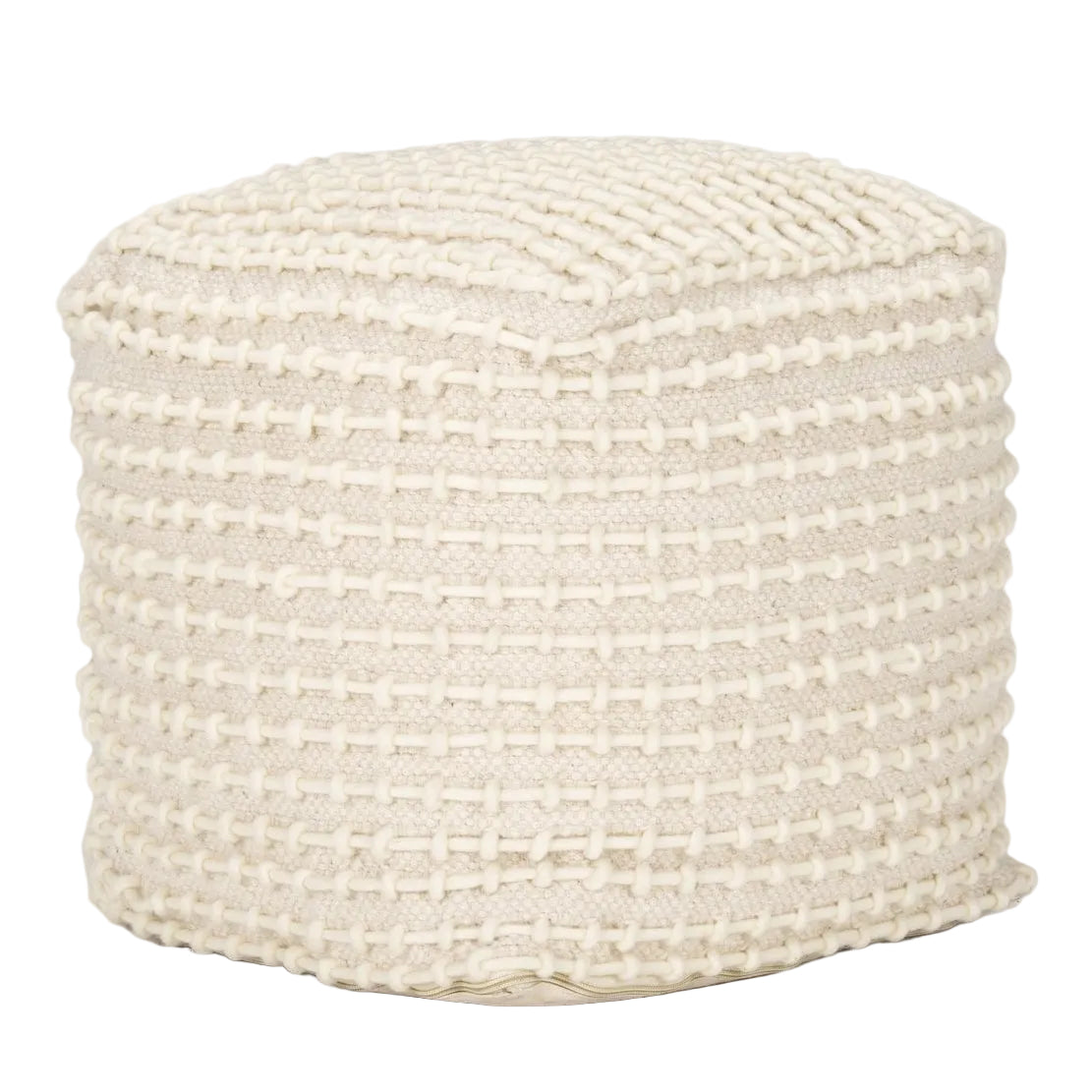 Mercana Sakaye Cream Stitched Patterned Pouf