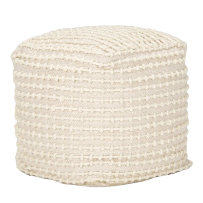 Mercana Sakaye Cream Stitched Patterned Pouf