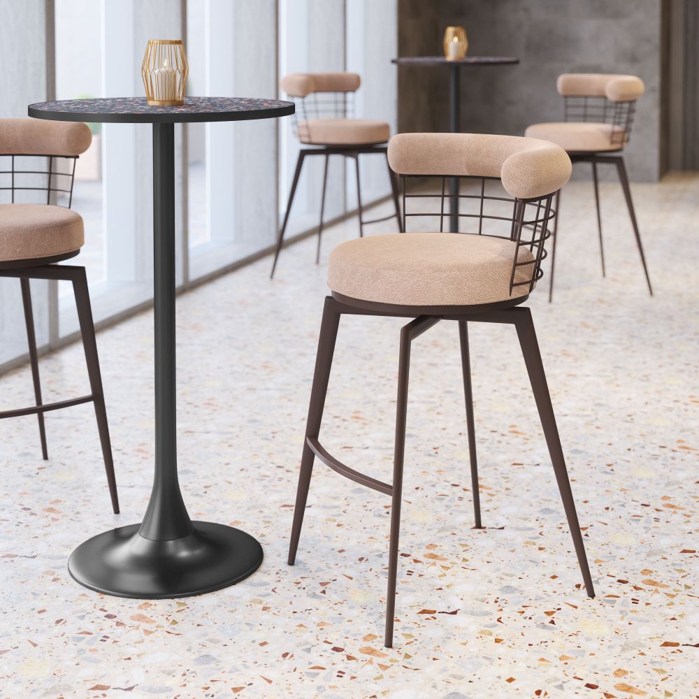 Zuo Modern Saku Textured Fabric Swivel Barstool