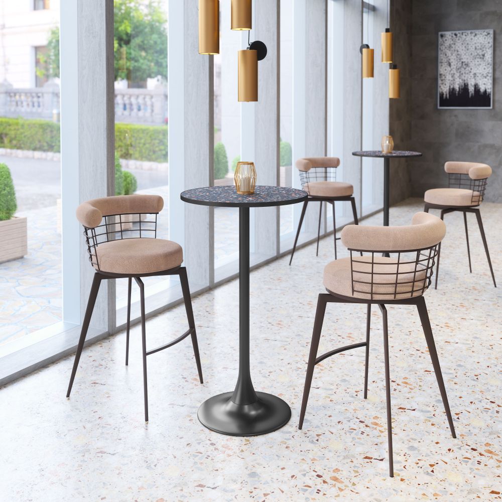 Zuo Modern Saku Textured Fabric Swivel Barstool