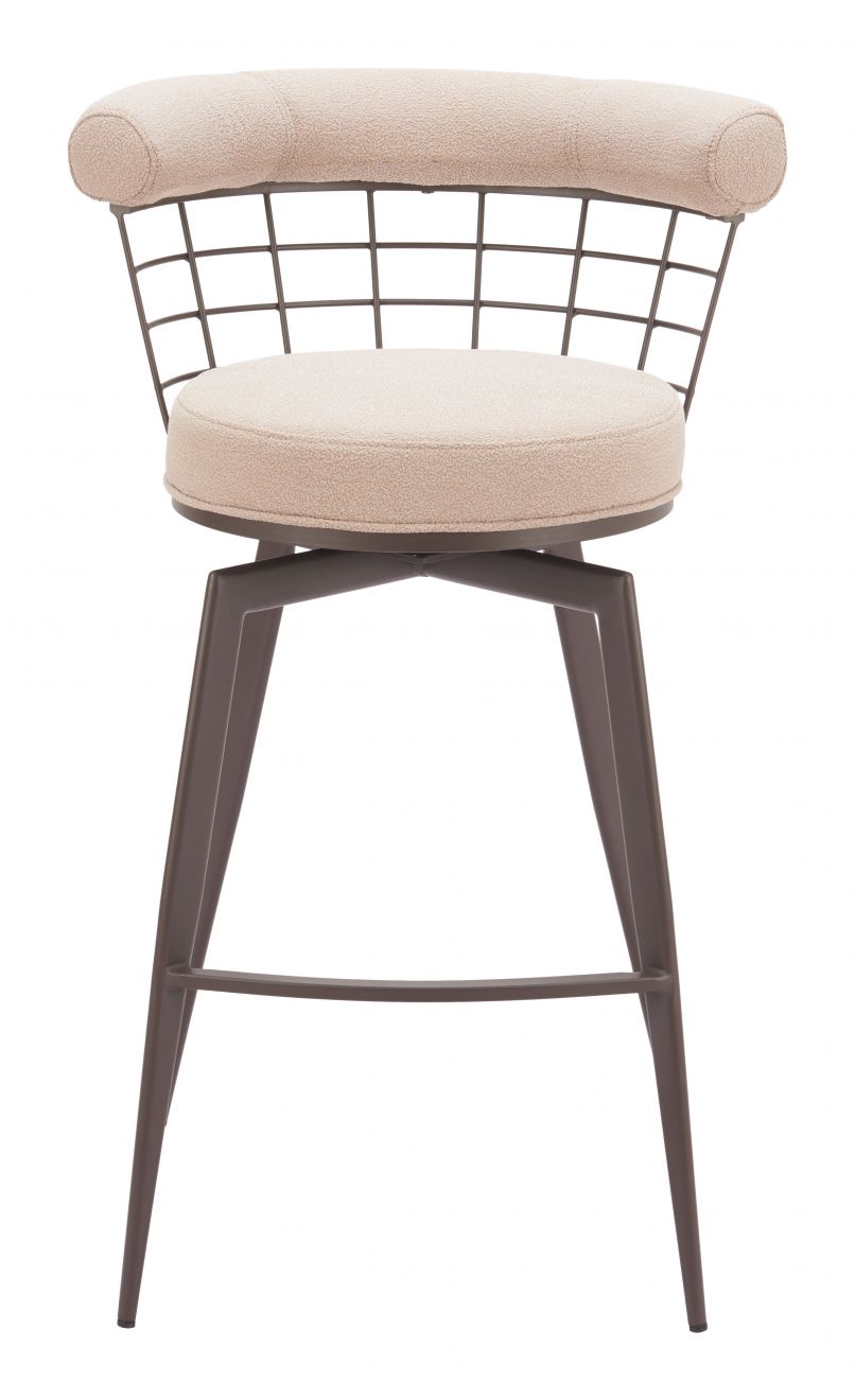 Zuo Modern Saku Textured Fabric Swivel Barstool