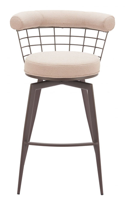Zuo Modern Saku Textured Fabric Swivel Barstool