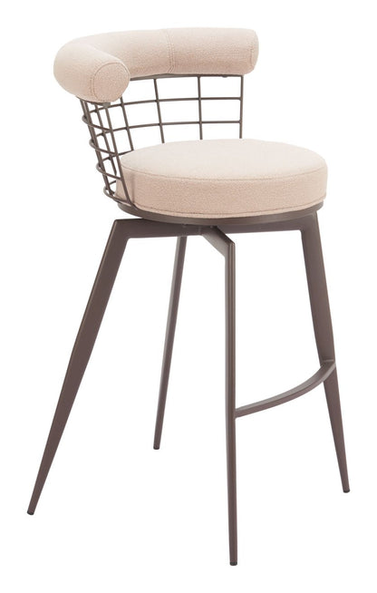 Zuo Modern Saku Textured Fabric Swivel Barstool
