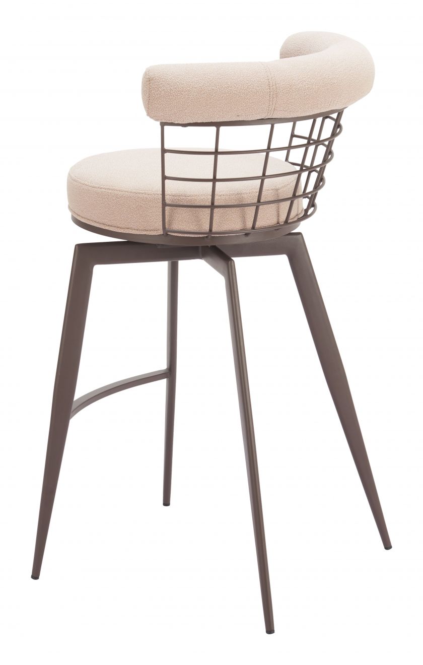 Zuo Modern Saku Textured Fabric Swivel Barstool