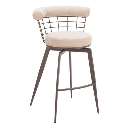 Zuo Modern Saku Textured Fabric Swivel Barstool