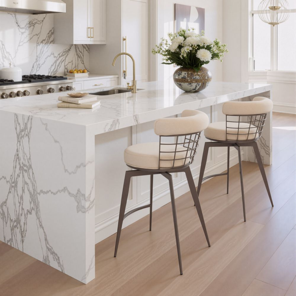 Zuo Modern Saku Textured Fabric Swivel Counter Stool