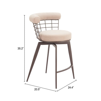 Zuo Modern Saku Textured Fabric Swivel Counter Stool