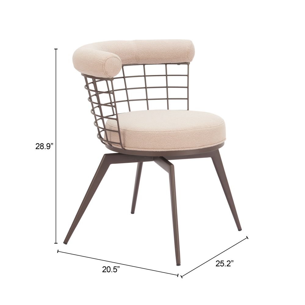 Zuo Modern Saku Textured Fabric Swivel Dining Chair