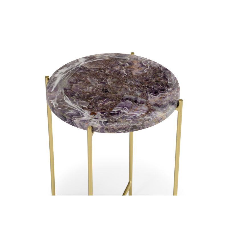 Salina Purple Stone Top Round Accent Table-Side Tables-Wildwood-LOOMLAN