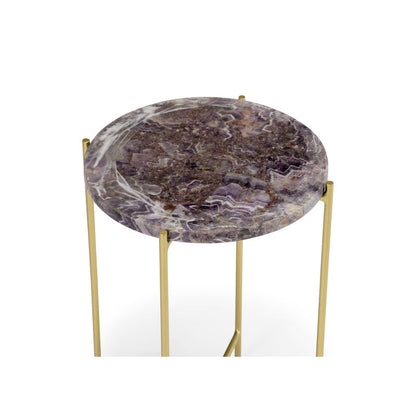 Salina Purple Stone Top Round Accent Table-Side Tables-Wildwood-LOOMLAN