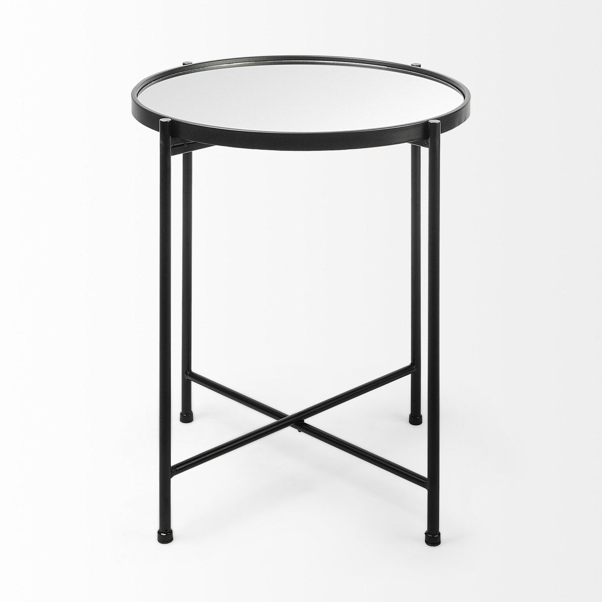 Mercana Samantha Black Metal Frame Round Accent Table