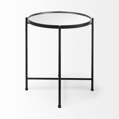 Mercana Samantha Black Metal Frame Round Accent Table