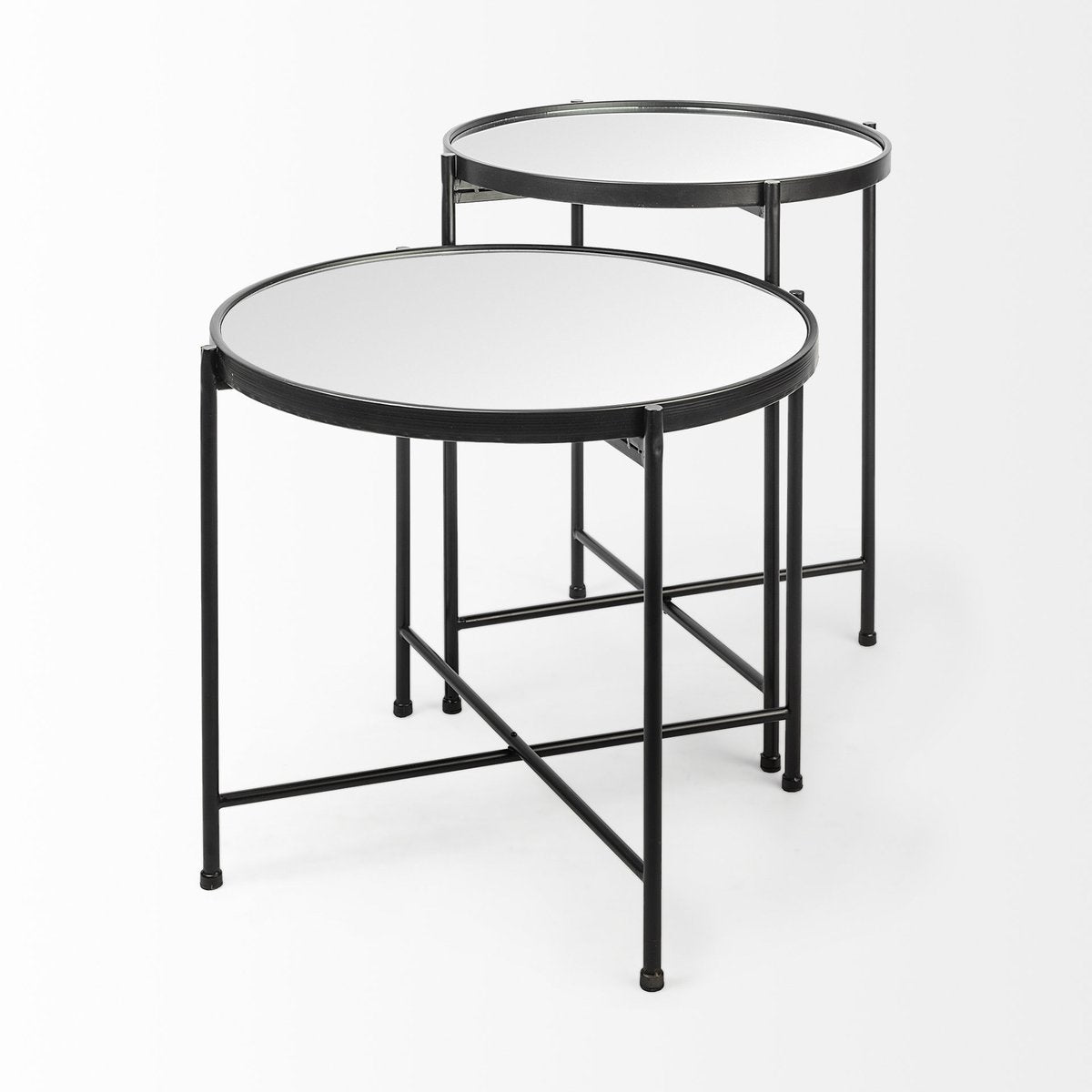 Mercana Samantha Black Metal Frame Round Accent Table