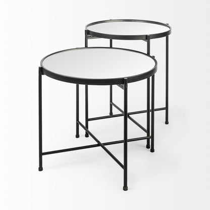 Mercana Samantha Black Metal Frame Round Accent Table