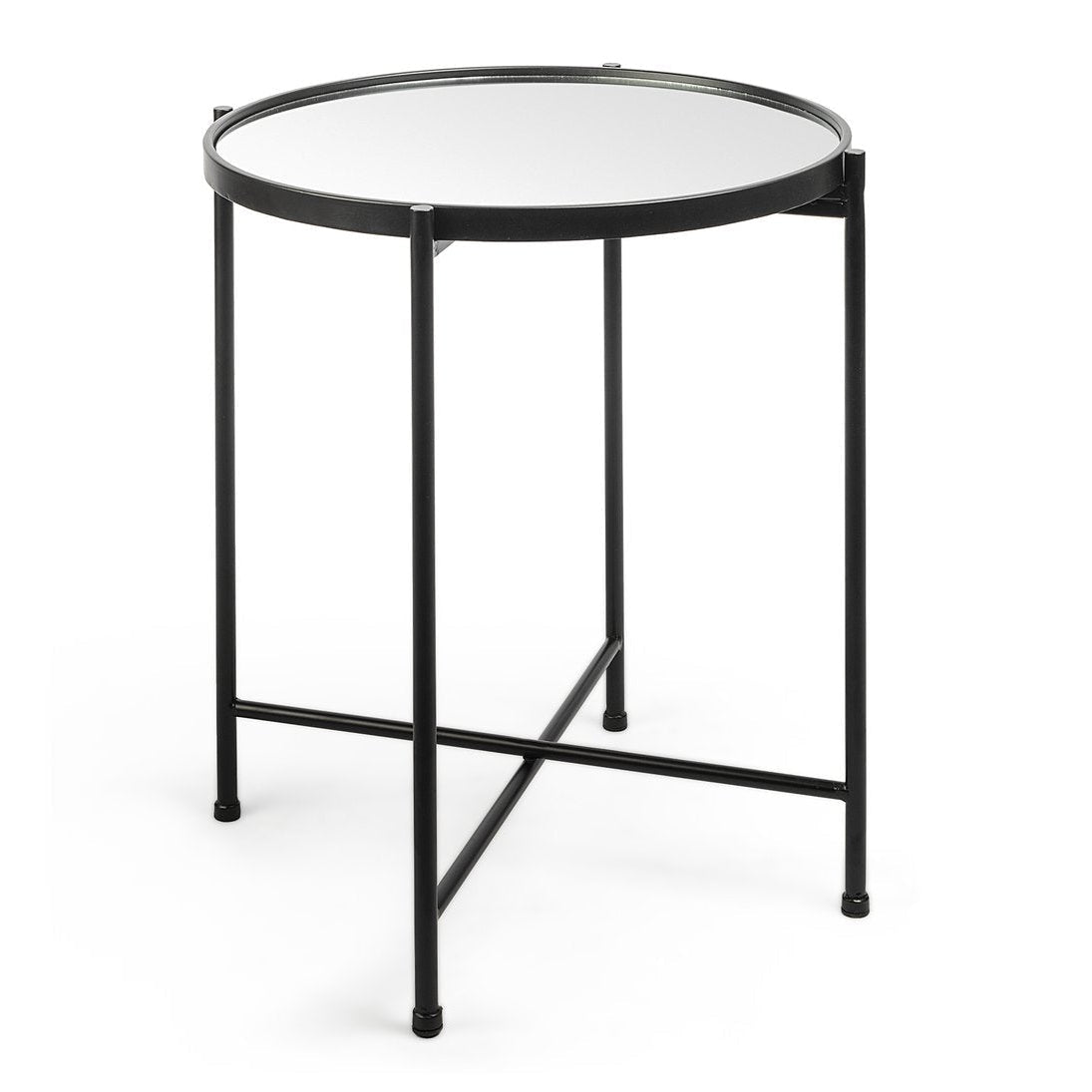 Mercana Samantha Black Metal Frame Round Accent Table