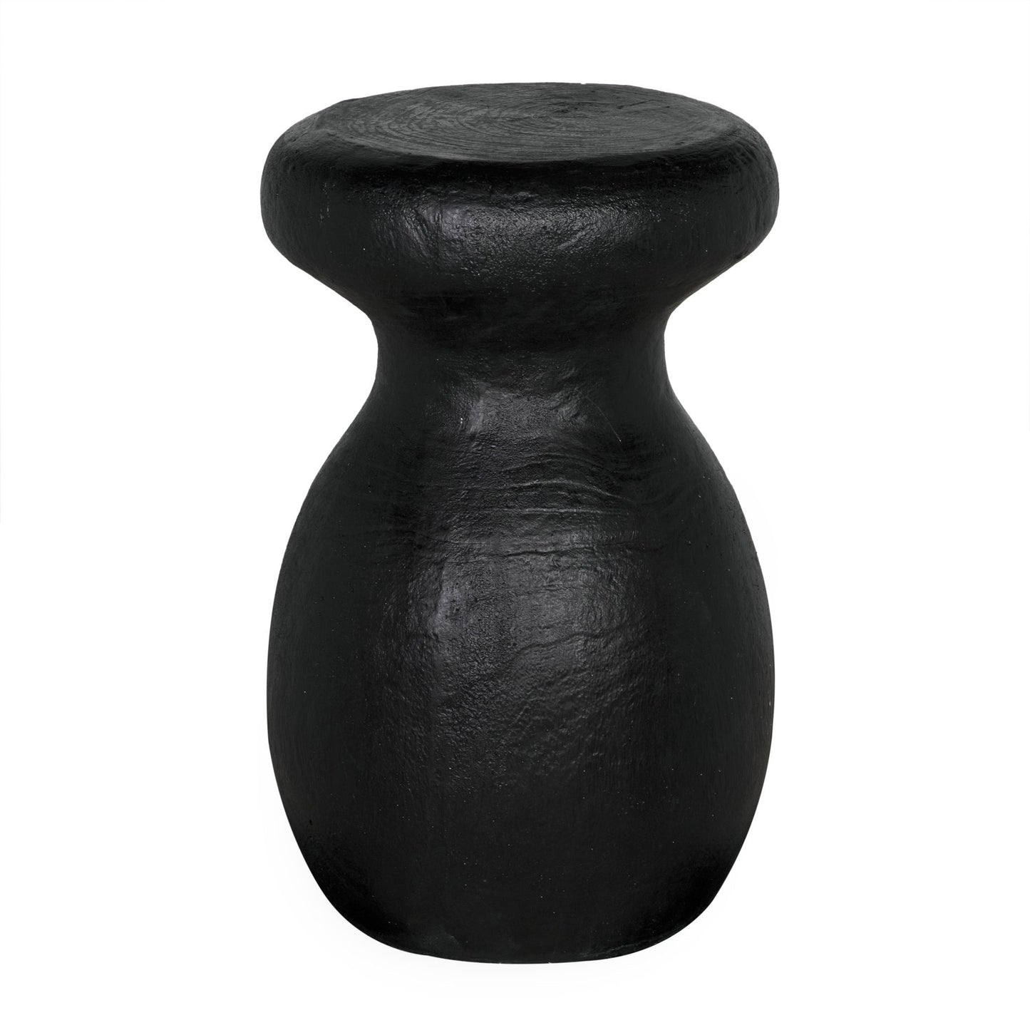 Samson Stool/Side Table, Black Burnt Resin-Poufs and Stools-Noir-Sideboards and Things