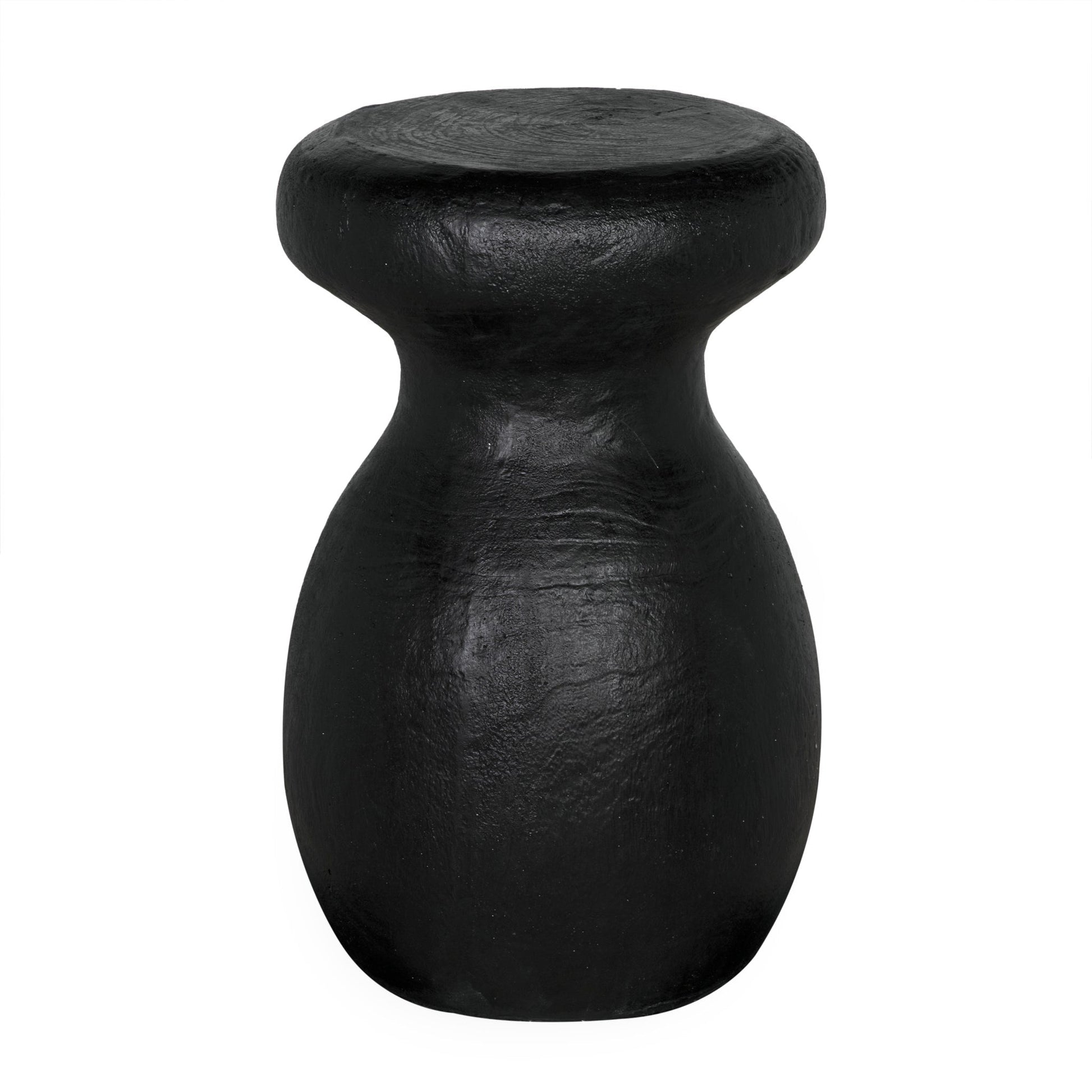 Samson Stool/Side Table, Black Burnt Resin-Poufs and Stools-Noir-Sideboards and Things