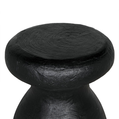 Samson Stool/Side Table, Black Burnt Resin-Poufs and Stools-Noir-Sideboards and Things