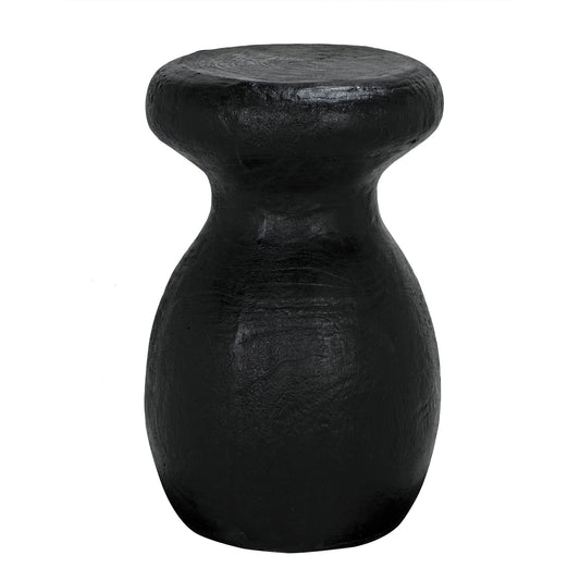 Samson Stool/Side Table, Black Burnt Resin-Poufs and Stools-Noir-Sideboards and Things