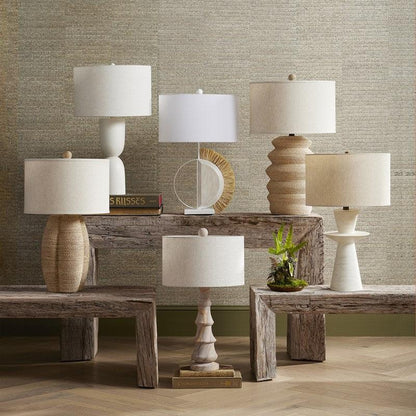 Sandstone White Raffia Seychelles Table Lamp Table Lamps Sideboards and Things By Currey & Co