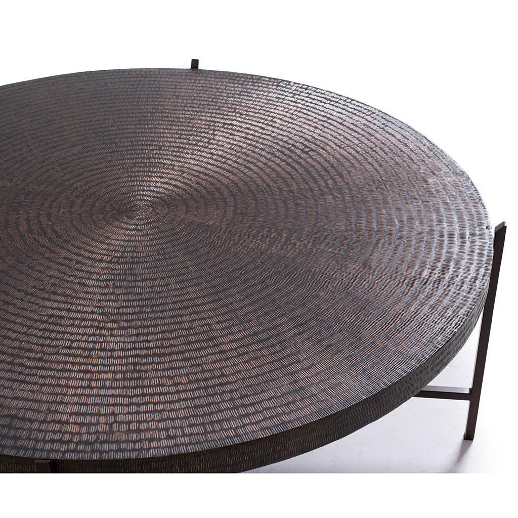 Sanskrit Bronze Plated Steel Round Coffee Table