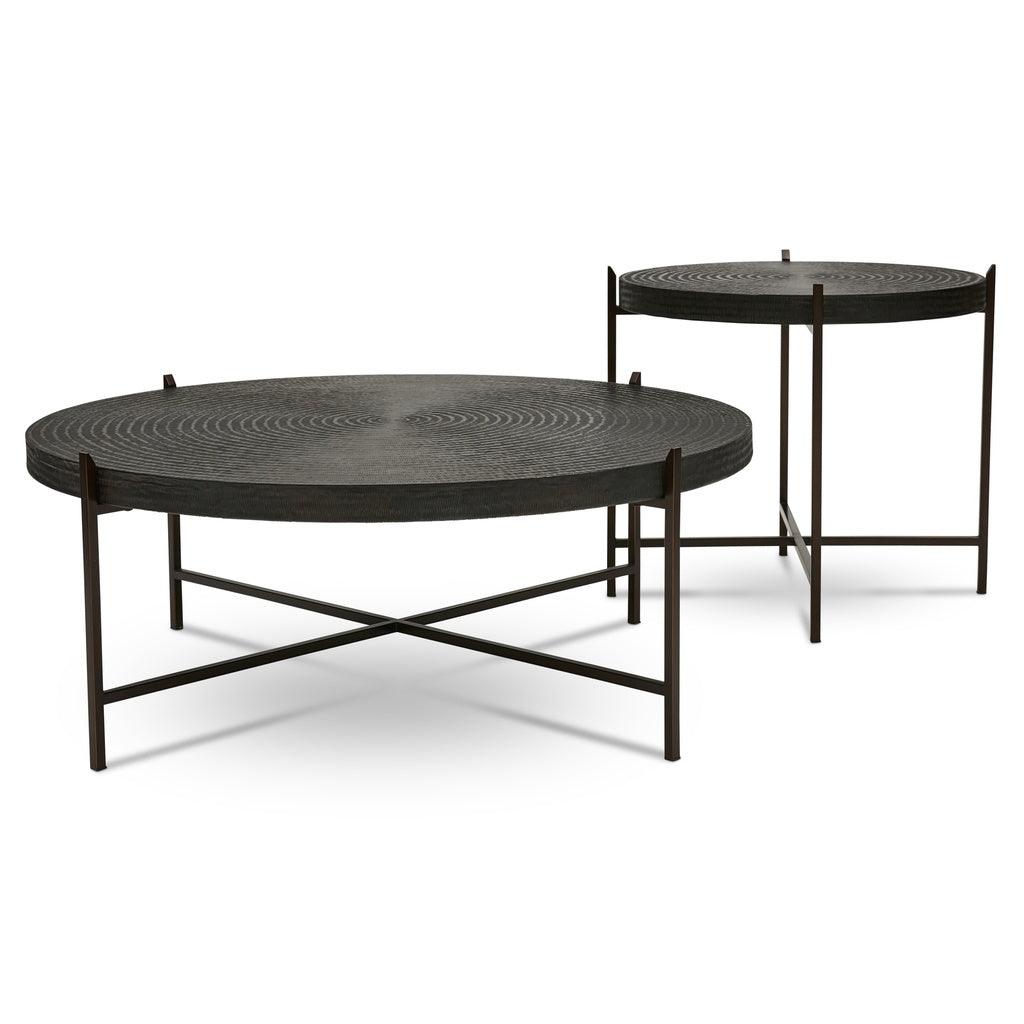 Sanskrit Bronze Plated Steel Round End Table