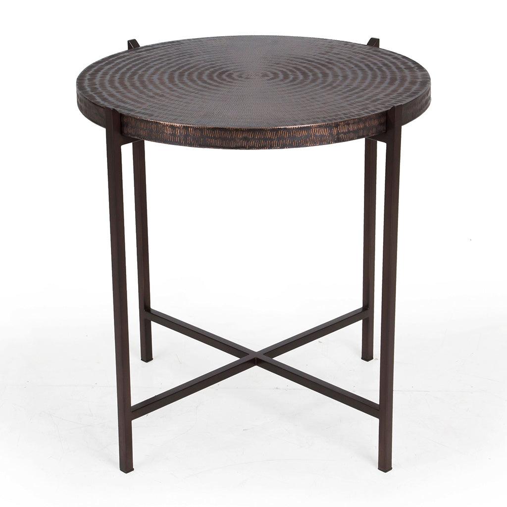 Sanskrit Bronze Plated Steel Round End Table