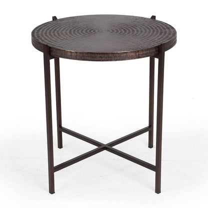 Sanskrit Bronze Plated Steel Round End Table