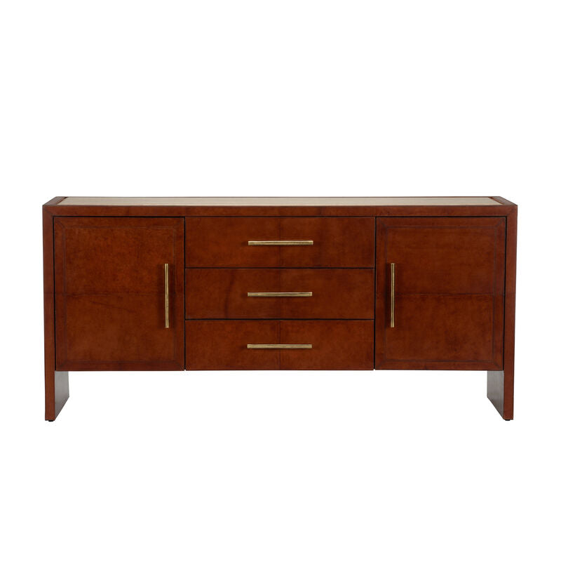 Chelsea House Santino Brown Leather Cover Sideboard