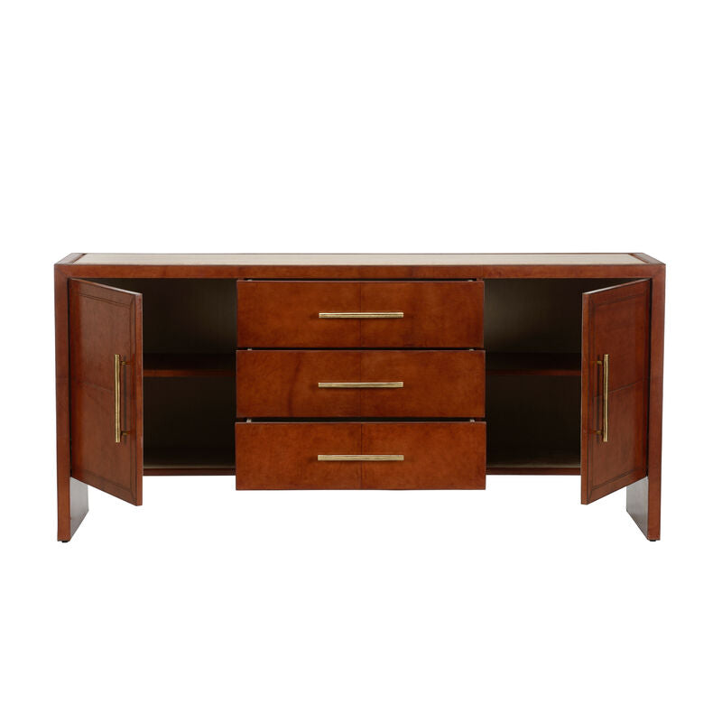 Chelsea House Santino Brown Leather Cover Sideboard