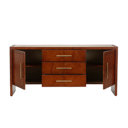 Chelsea House Santino Brown Leather Cover Sideboard