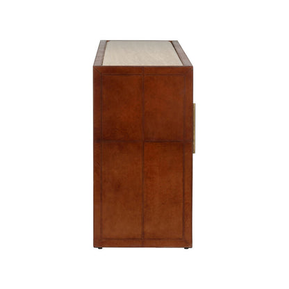 Chelsea House Santino Brown Leather Cover Sideboard