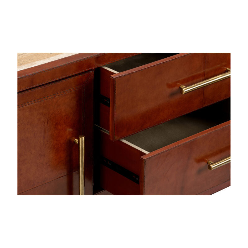 Chelsea House Santino Brown Leather Cover Sideboard