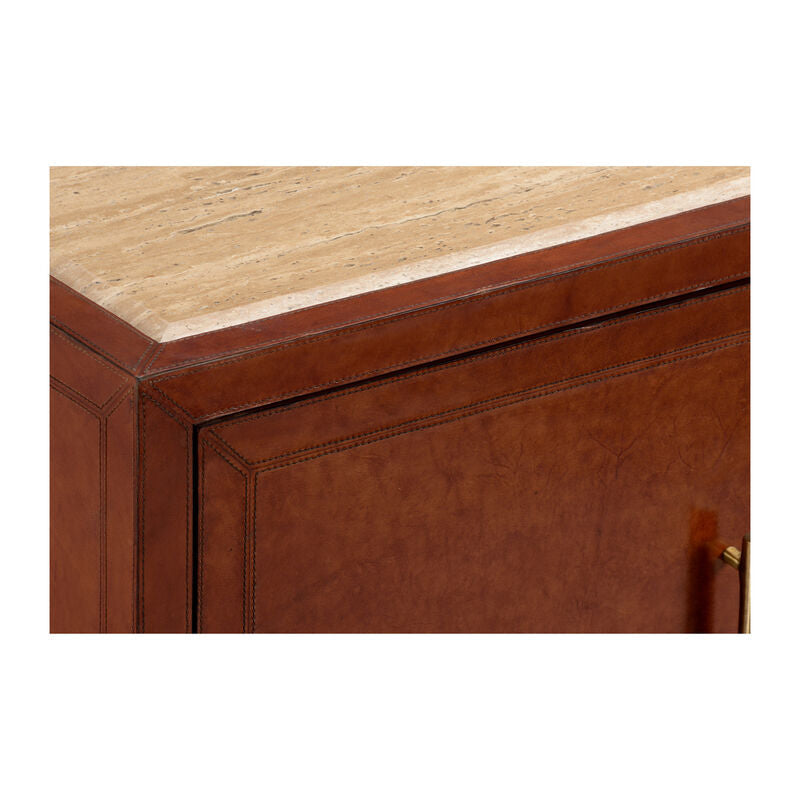 Chelsea House Santino Brown Leather Cover Sideboard