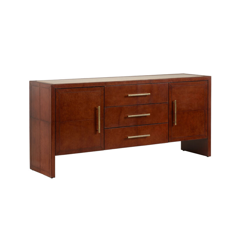 Chelsea House Santino Brown Leather Cover Sideboard