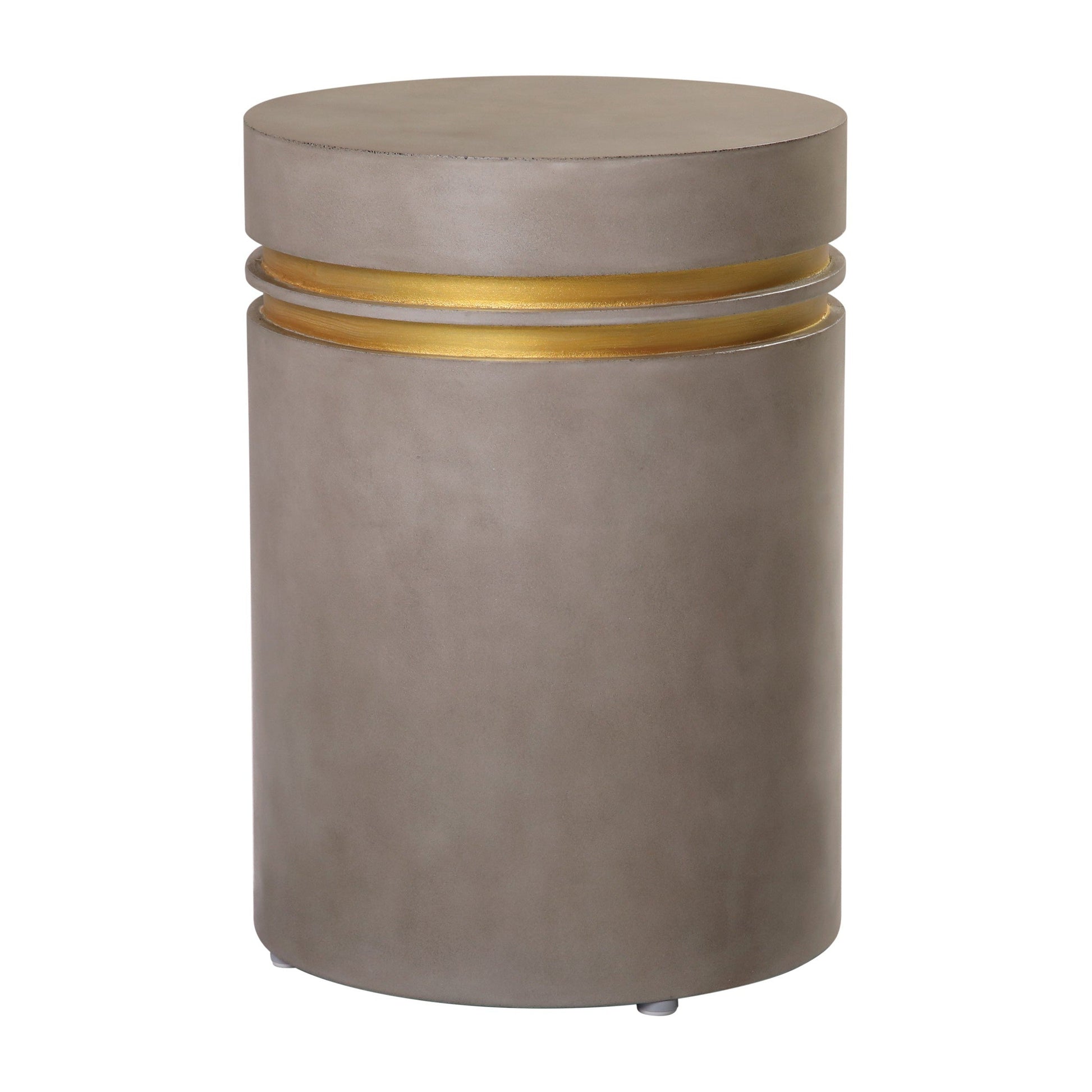 Santori Double Ring Accent Table Tall - Gray/Gold Outdoor End table-Outdoor Side Tables-Seasonal Living-Sideboards and Things