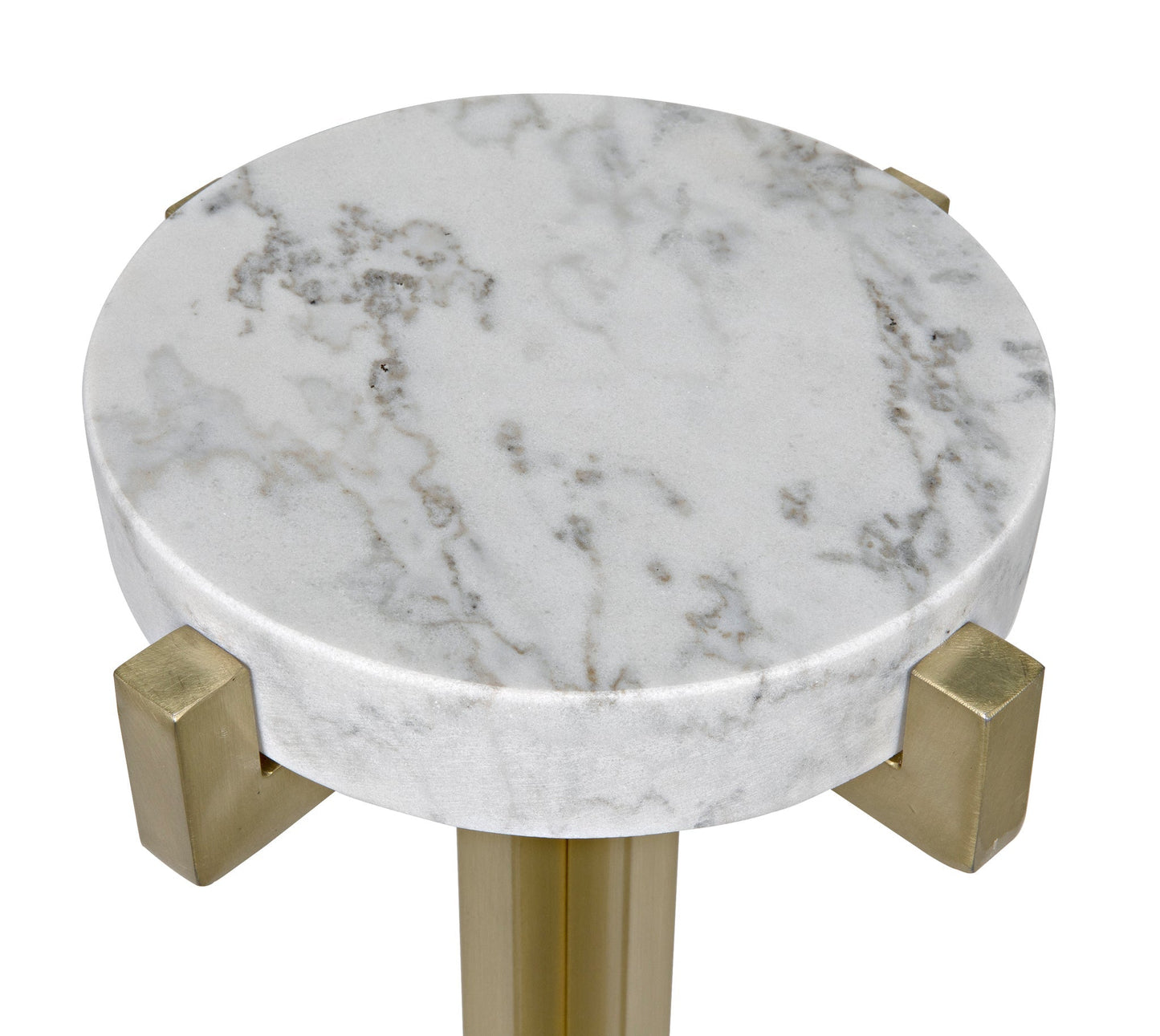 Sardo Steel and Marble Round Side Table-Side Tables-Noir-Sideboards and Things